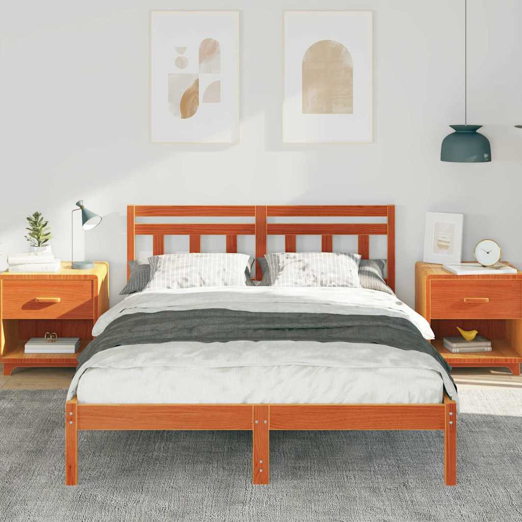 Bed Frame Brown 140 x 190 cm Solid Pine Wood