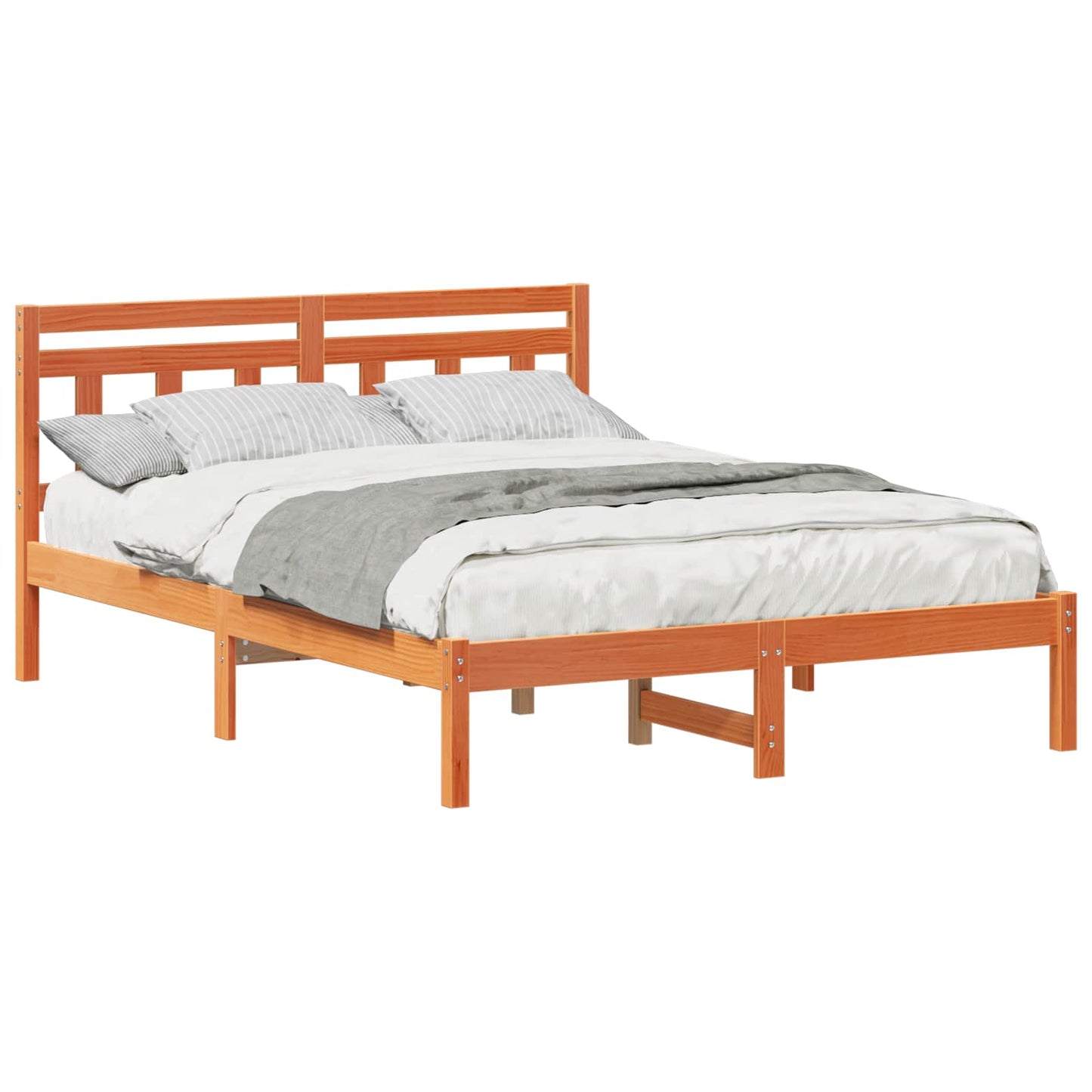 Bed Frame Brown 140 x 190 cm Solid Pine Wood