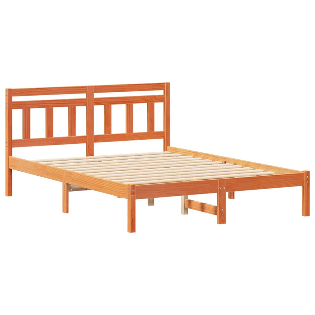 Bed Frame Brown 140 x 190 cm Solid Pine Wood