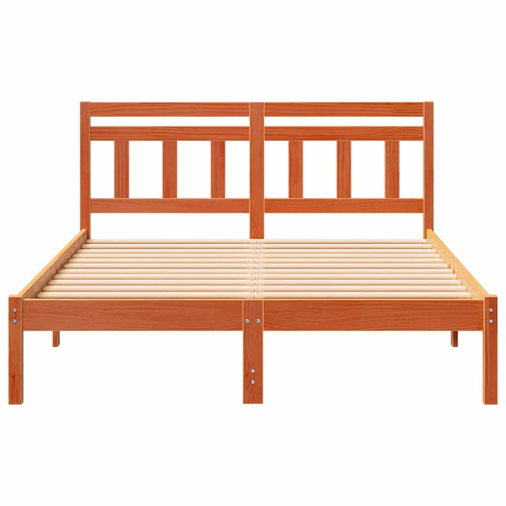 Bed Frame Brown 140 x 190 cm Solid Pine Wood