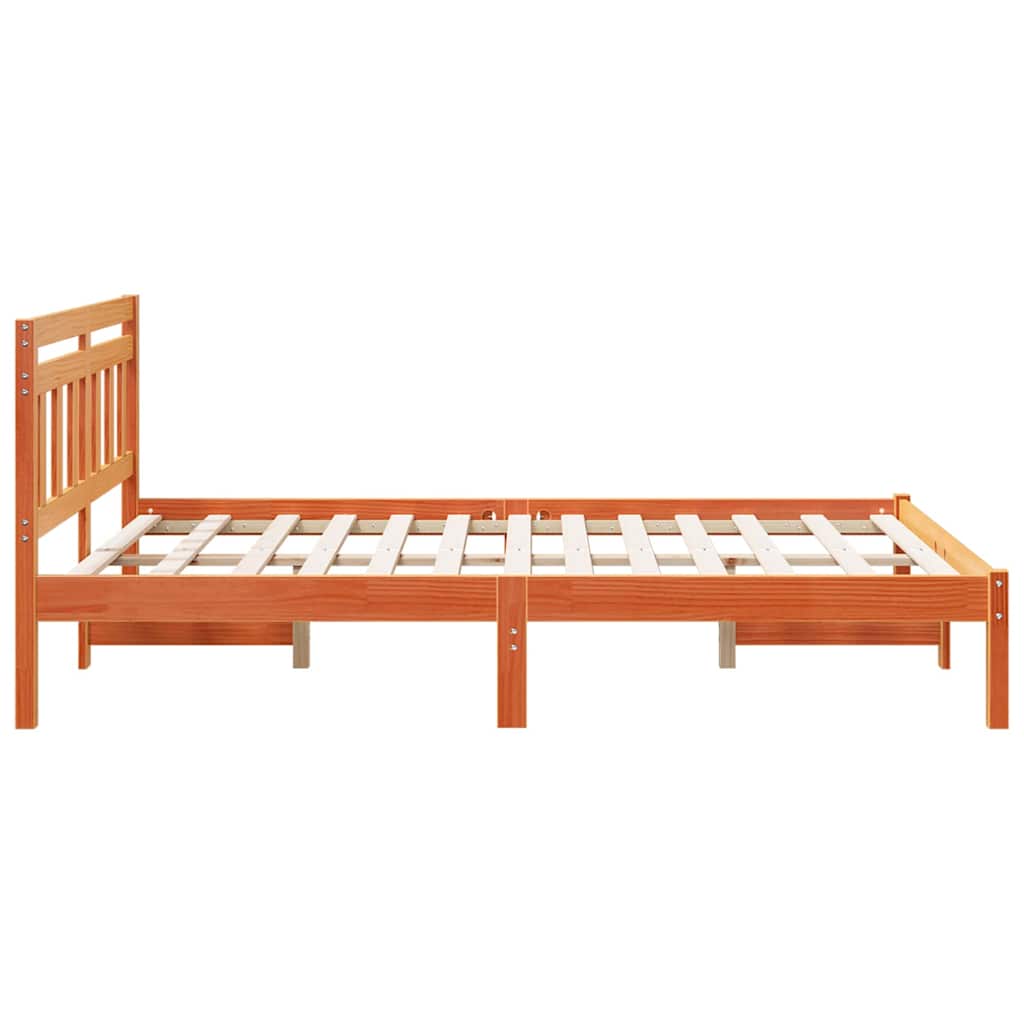 Bed Frame Brown 140 x 190 cm Solid Pine Wood