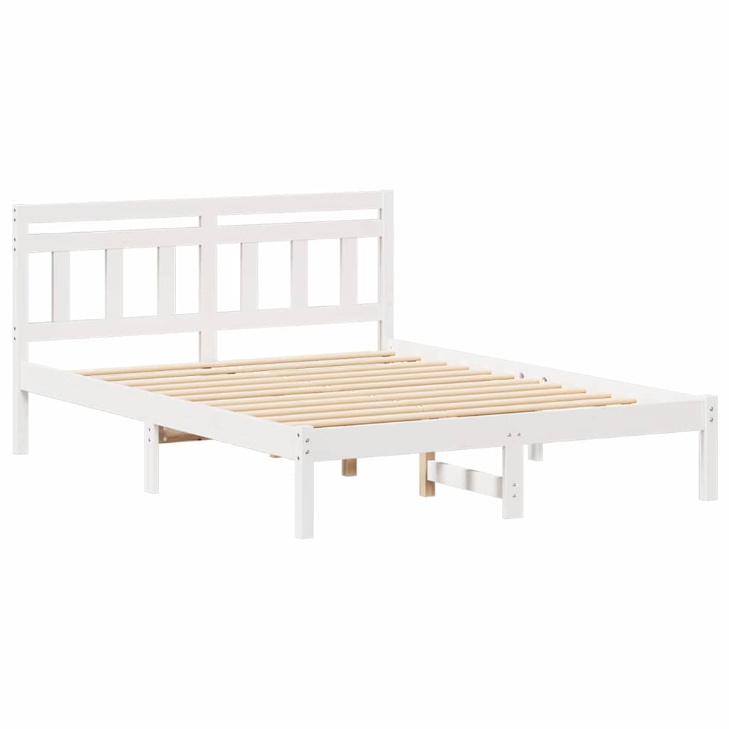 Bed Frame White 135 x 190 cm Solid Pine Wood