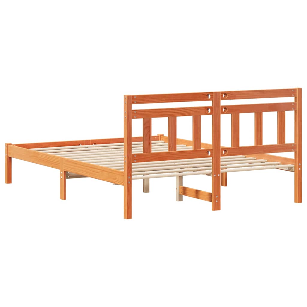 Bed Frame Brown 135 x 190 cm Solid Pine Wood