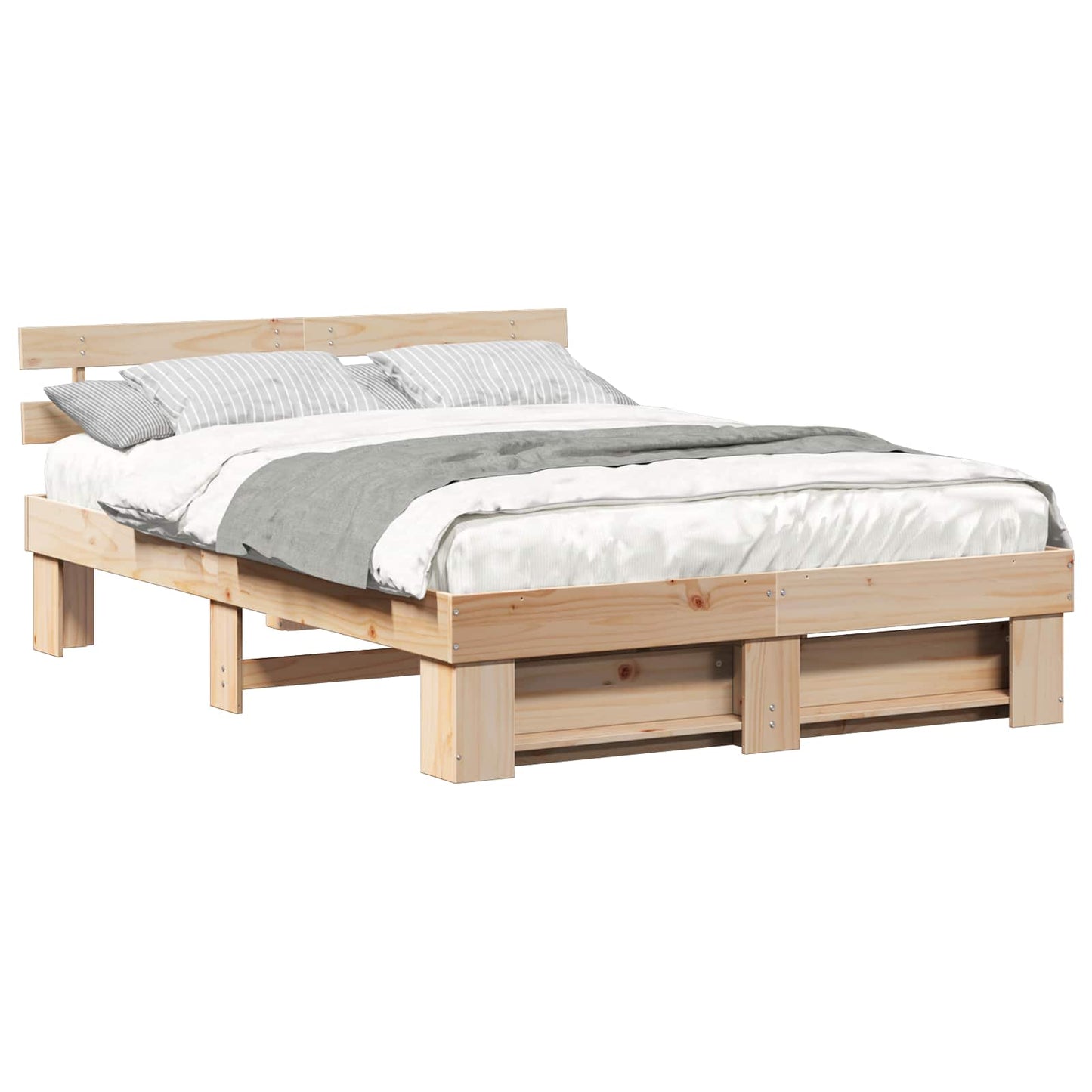 Bed Frame with Headboard Brown 160 x 200 cm Solid Pine Wood