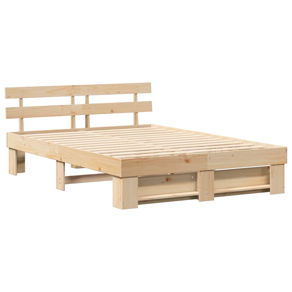 Bed Frame with Headboard Brown 160 x 200 cm Solid Pine Wood