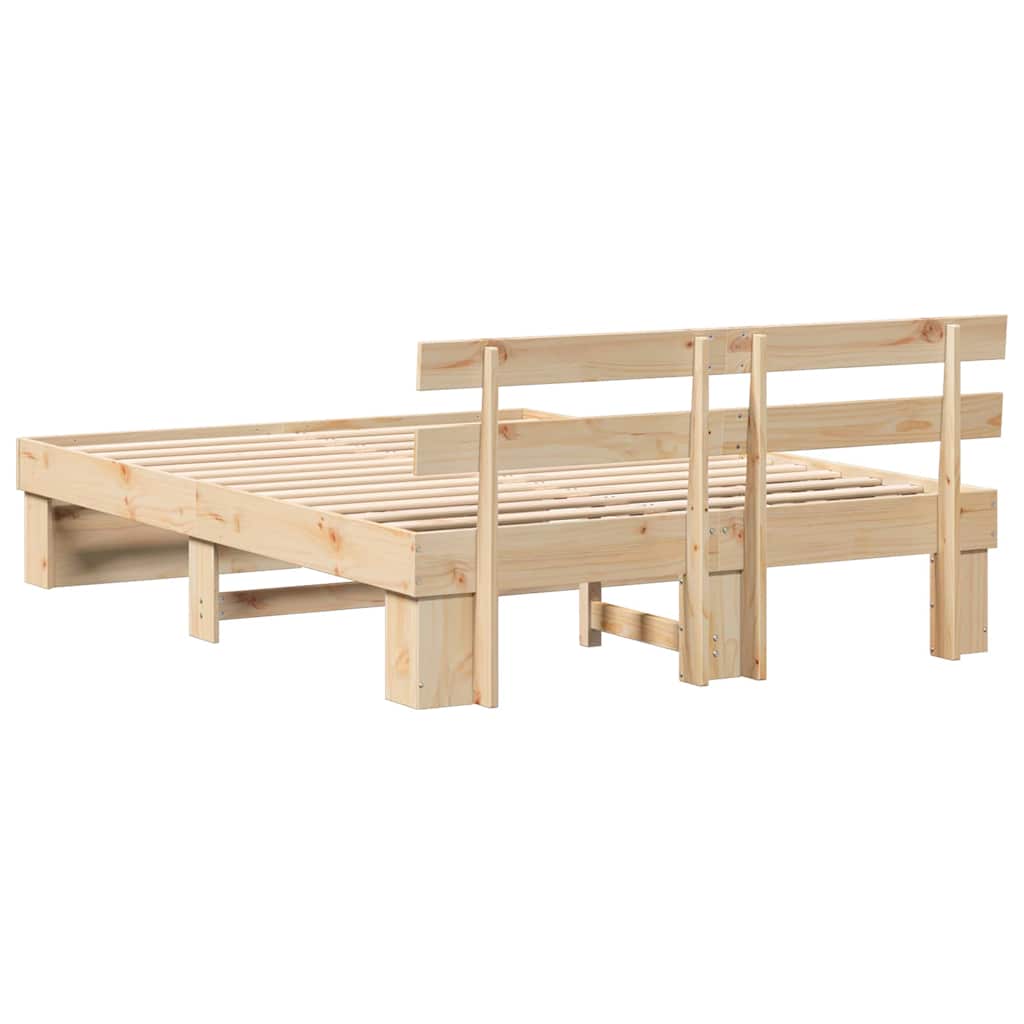 Bed Frame with Headboard Brown 160 x 200 cm Solid Pine Wood