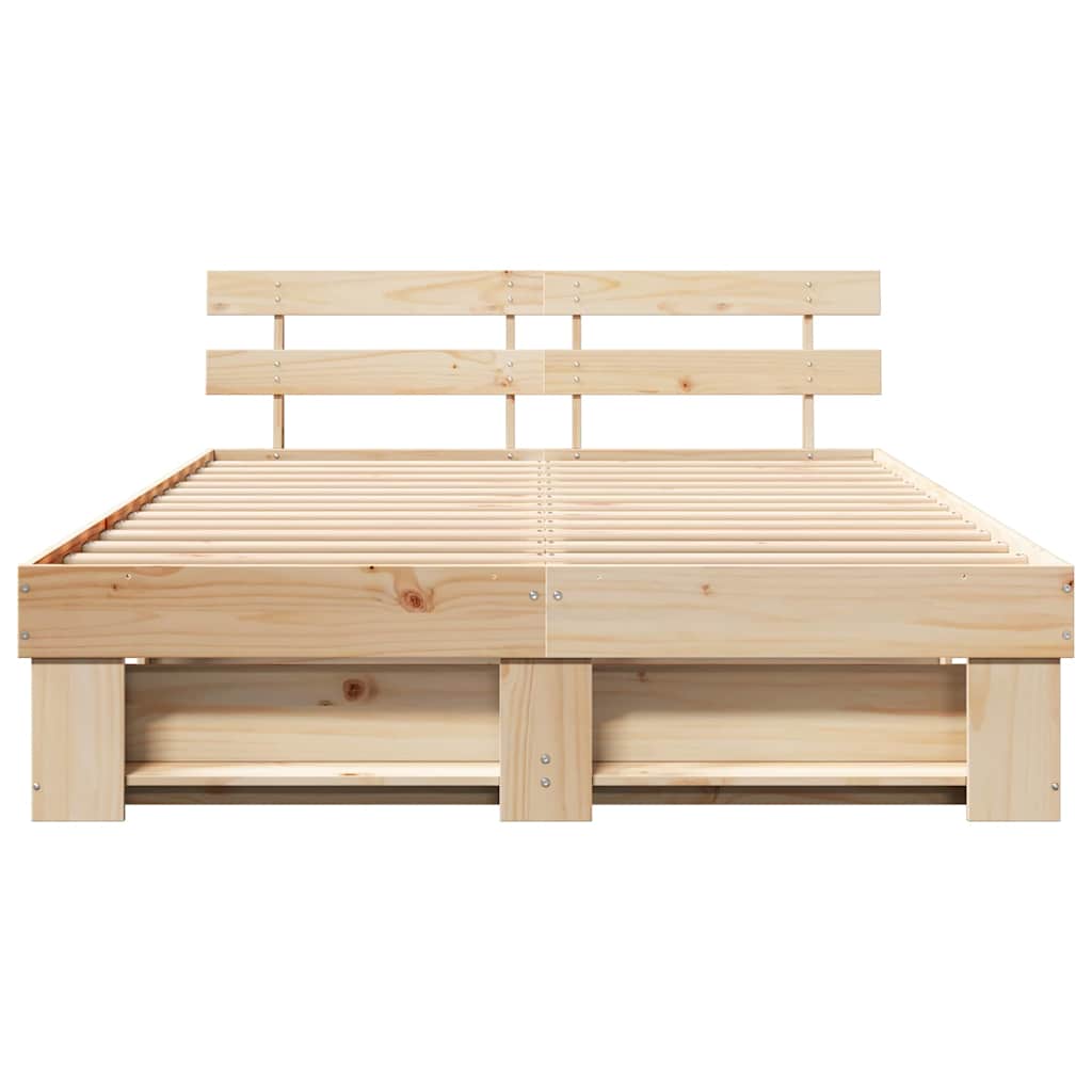 Bed Frame with Headboard Brown 160 x 200 cm Solid Pine Wood