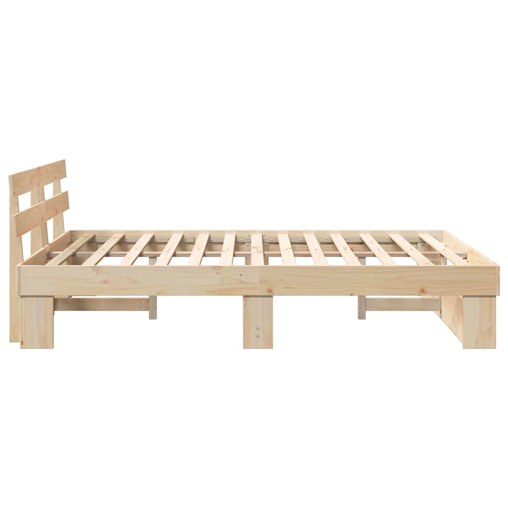 Bed Frame with Headboard Brown 160 x 200 cm Solid Pine Wood