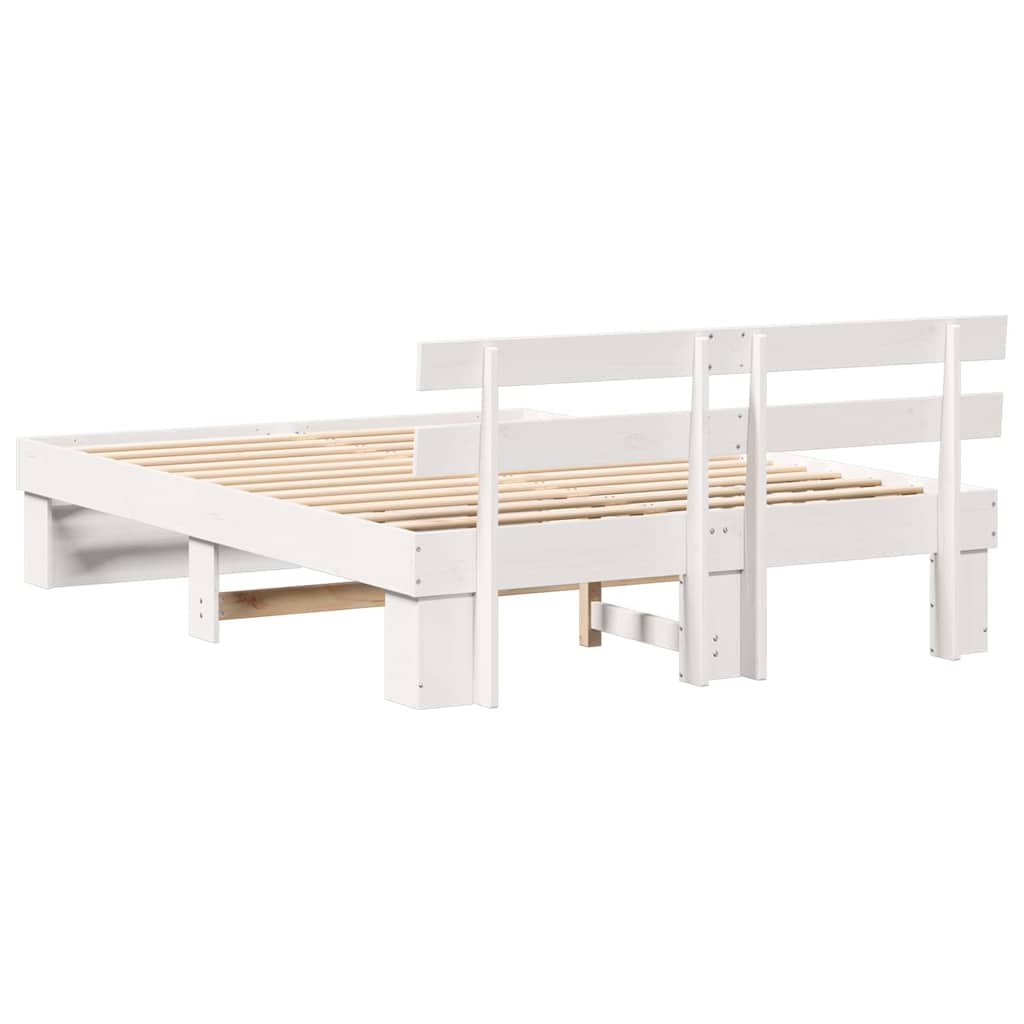 Bed Frame with Headboard White 160 x 200 cm Solid Pine Wood