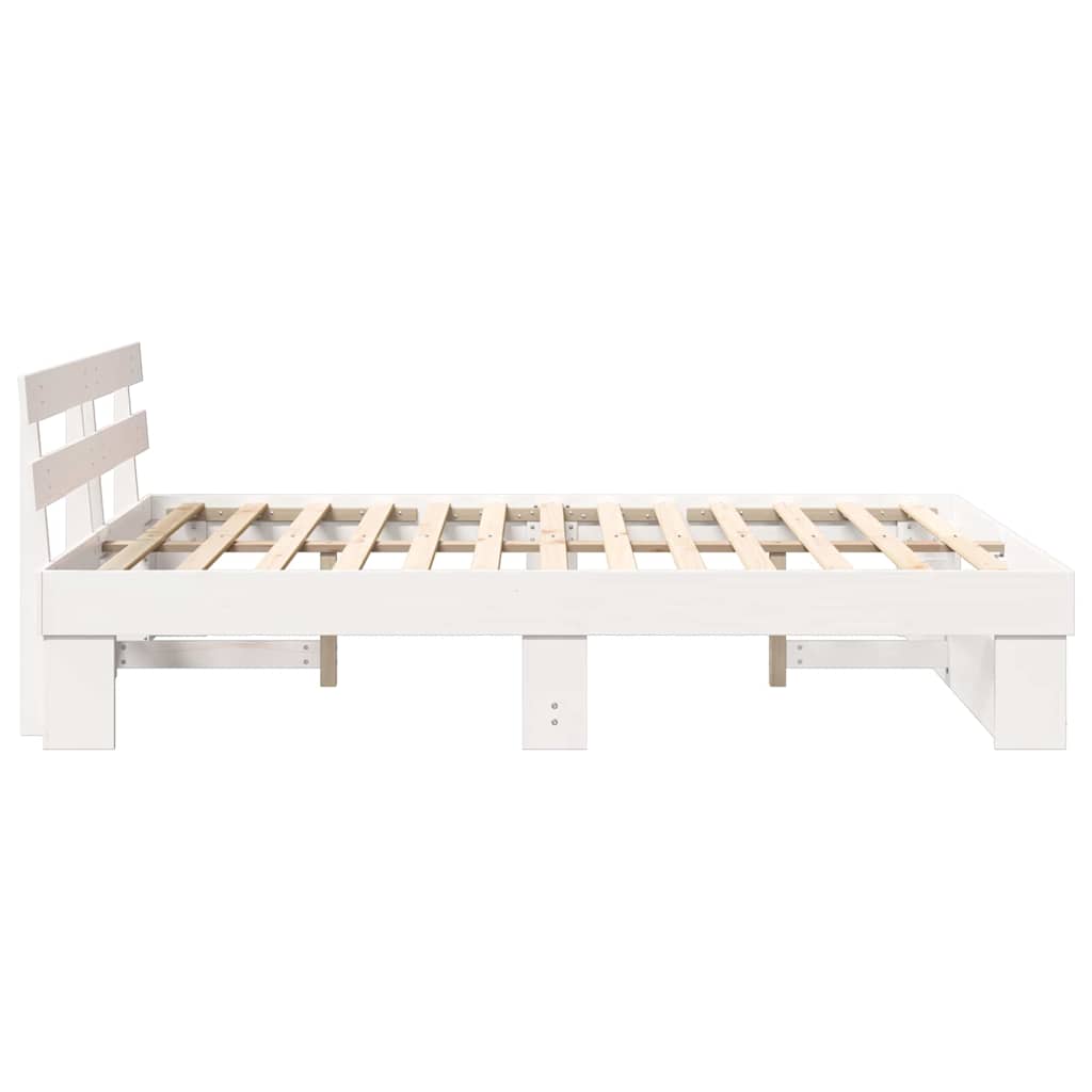 Bed Frame with Headboard White 160 x 200 cm Solid Pine Wood