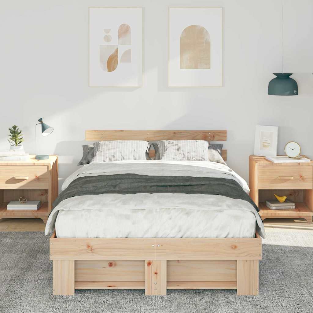 Bed Frame with Headboard Brown 120 x 200 cm Solid Pine Wood
