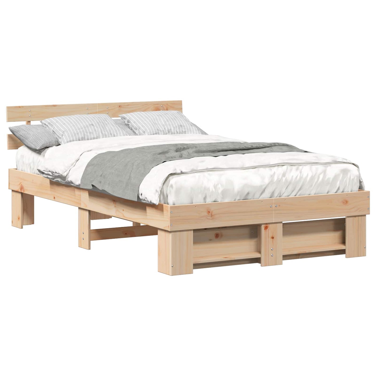 Bed Frame with Headboard Brown 120 x 200 cm Solid Pine Wood