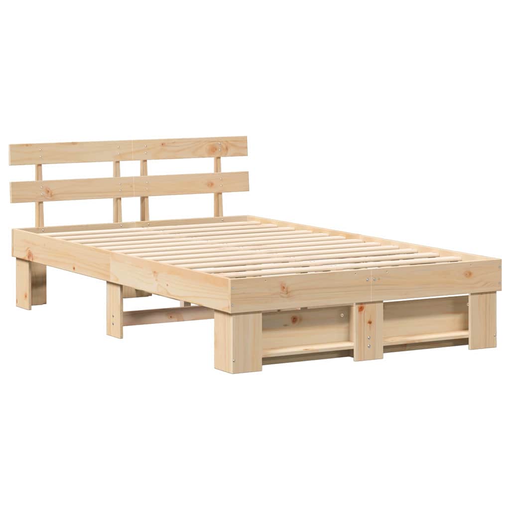 Bed Frame with Headboard Brown 120 x 200 cm Solid Pine Wood