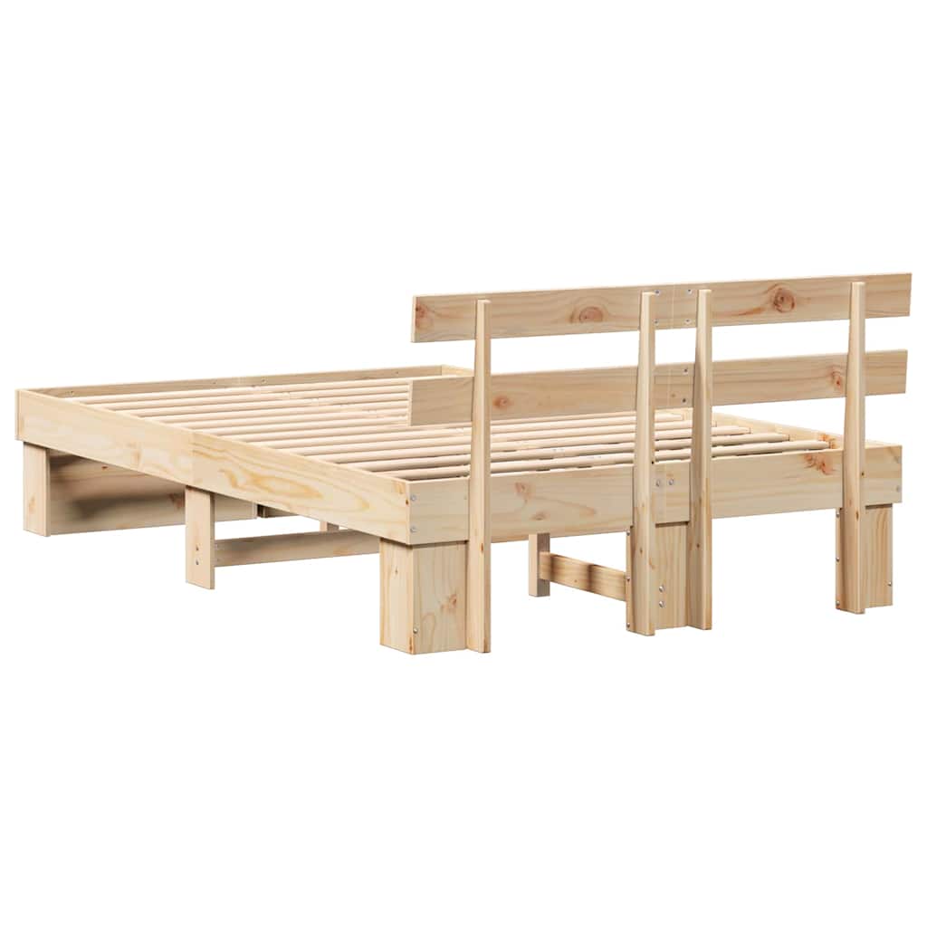 Bed Frame with Headboard Brown 120 x 200 cm Solid Pine Wood