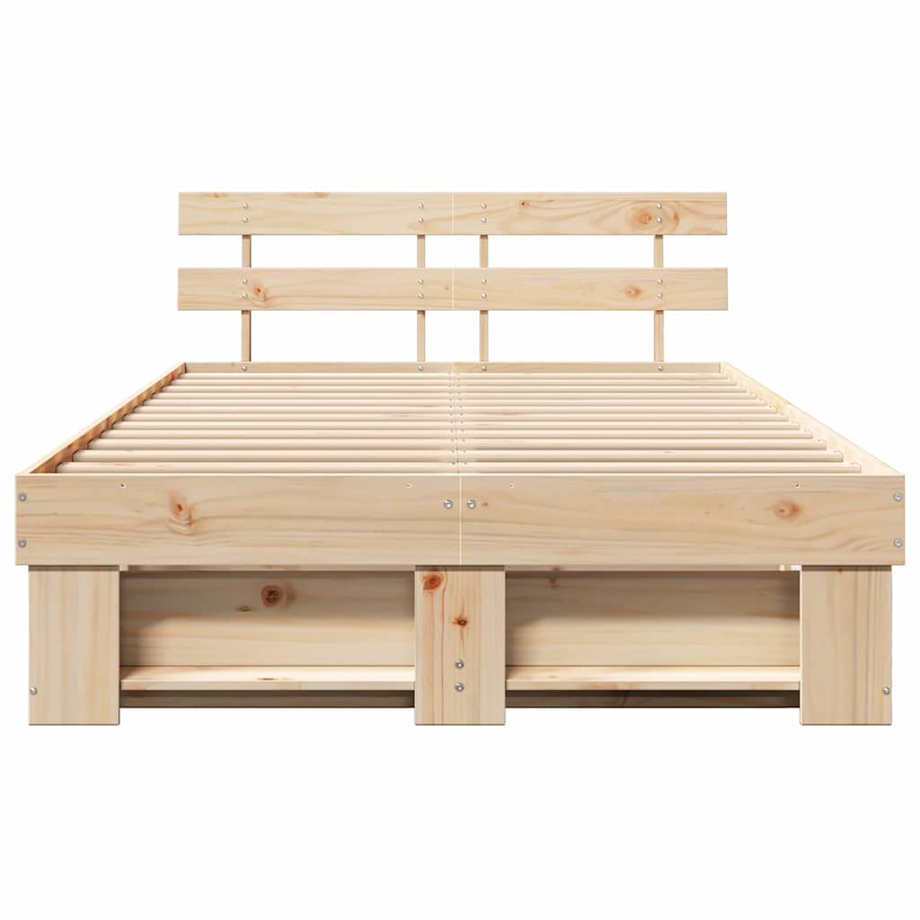 Bed Frame with Headboard Brown 120 x 200 cm Solid Pine Wood