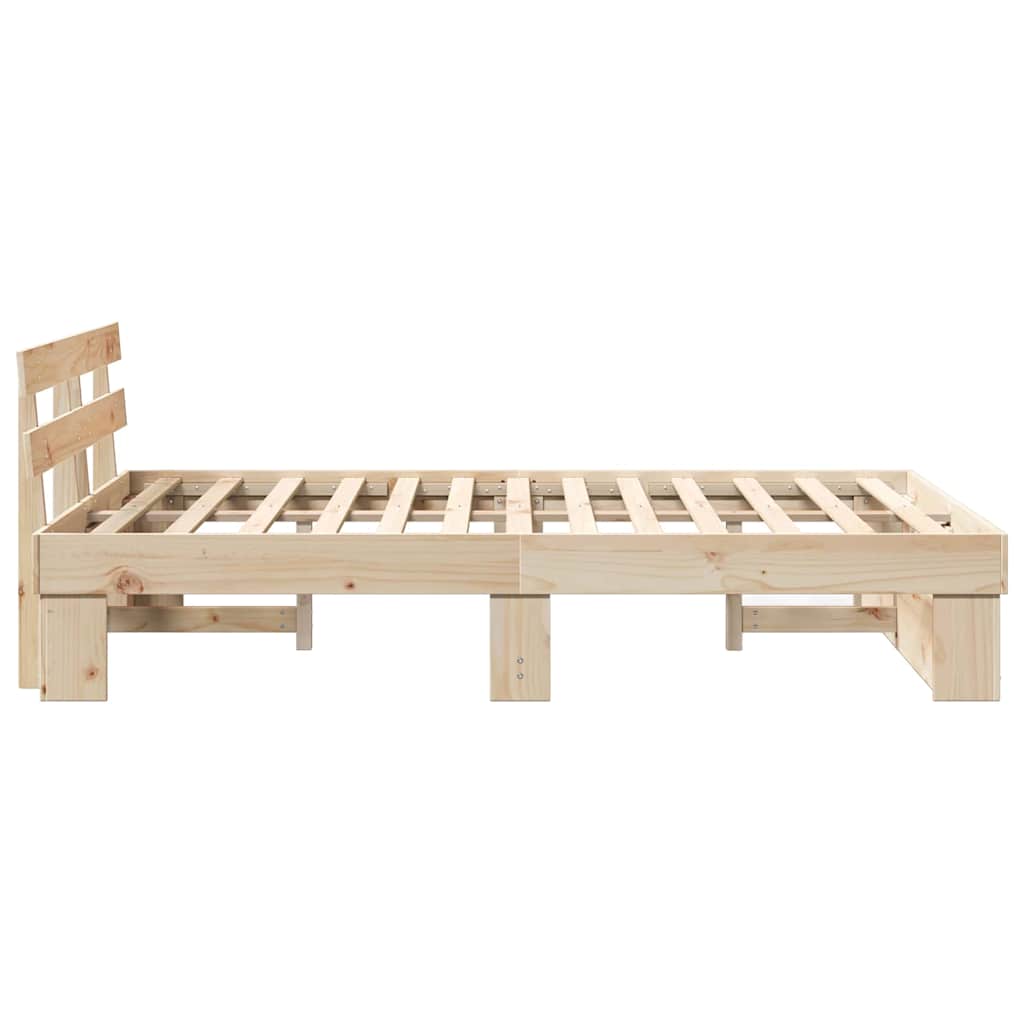 Bed Frame with Headboard Brown 120 x 200 cm Solid Pine Wood