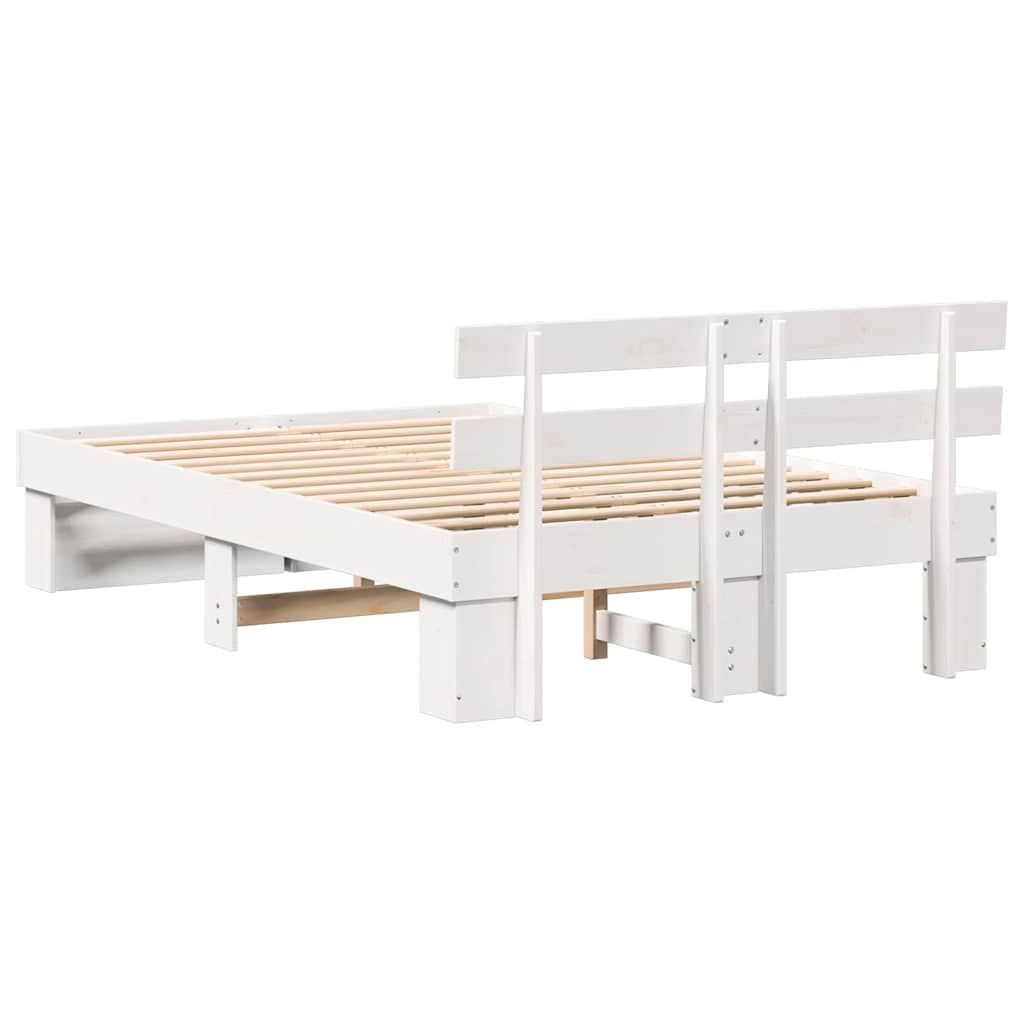 Bed Frame with Headboard White 120 x 200 cm Solid Pine Wood