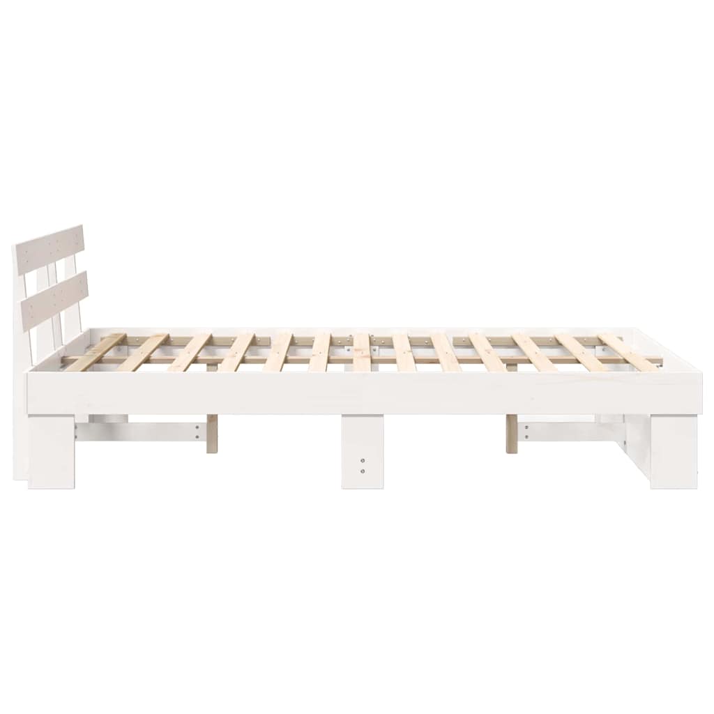 Bed Frame with Headboard White 120 x 200 cm Solid Pine Wood