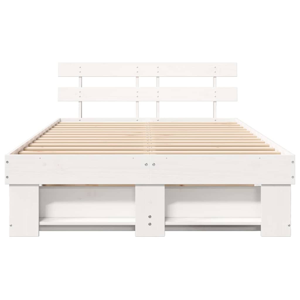 Bed Frame with Headboard White 120 x 190 cm Solid Pine Wood