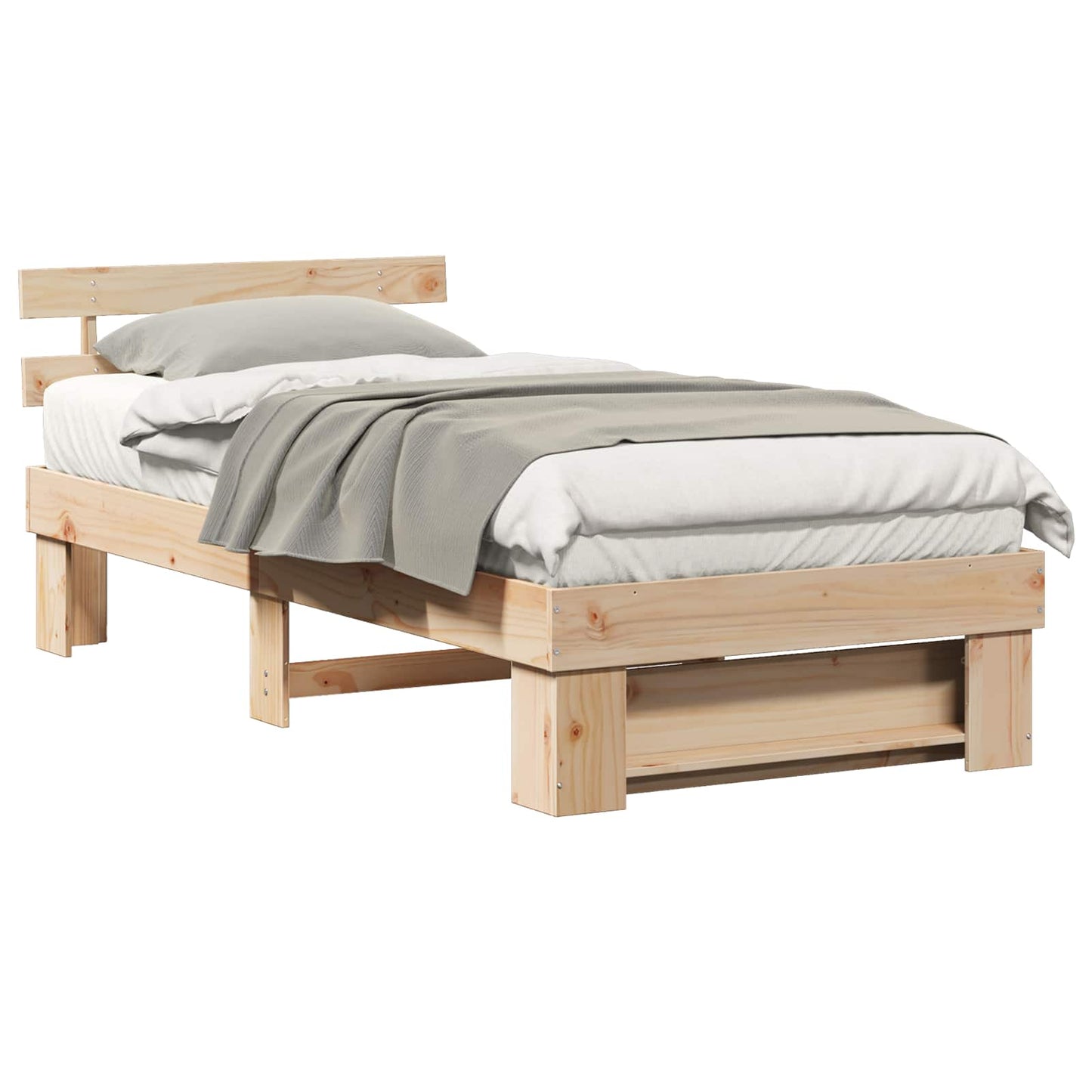 Bed Frame with Headboard Brown 100 x 200 cm Solid Pine Wood