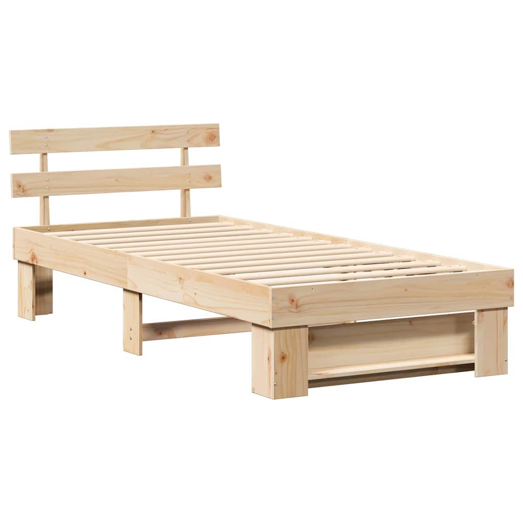 Bed Frame with Headboard Brown 100 x 200 cm Solid Pine Wood