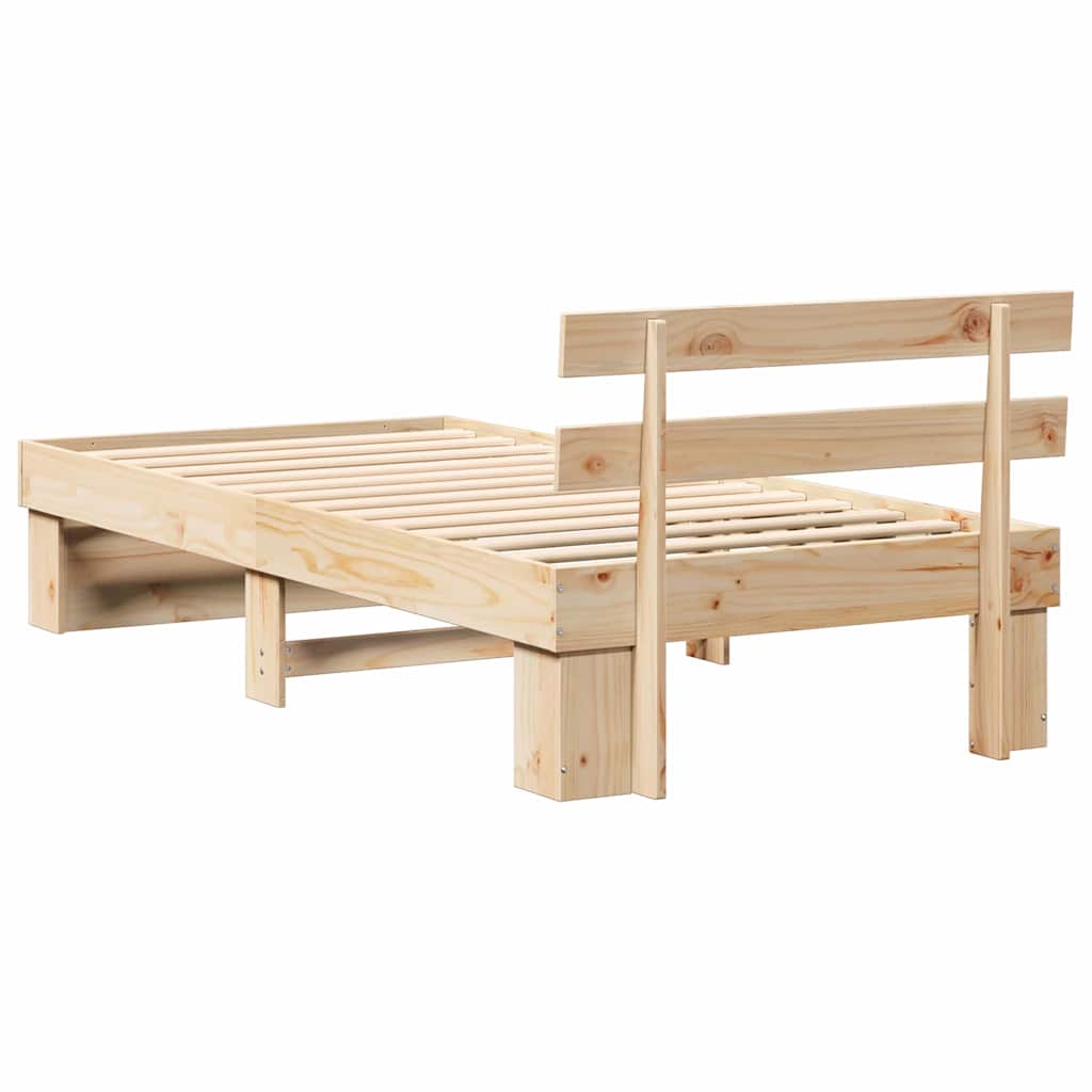 Bed Frame with Headboard Brown 90 x 200 cm Solid Pine Wood