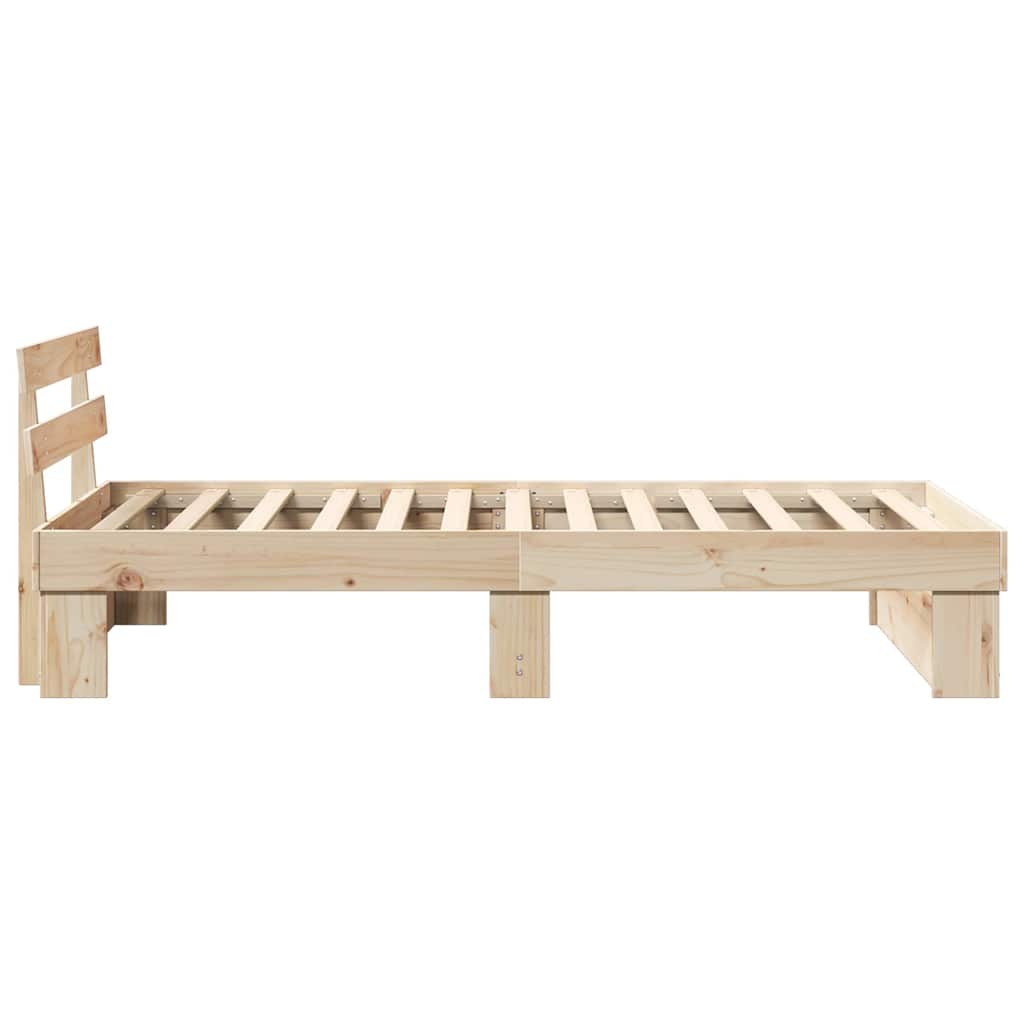 Bed Frame with Headboard Brown 90 x 200 cm Solid Pine Wood
