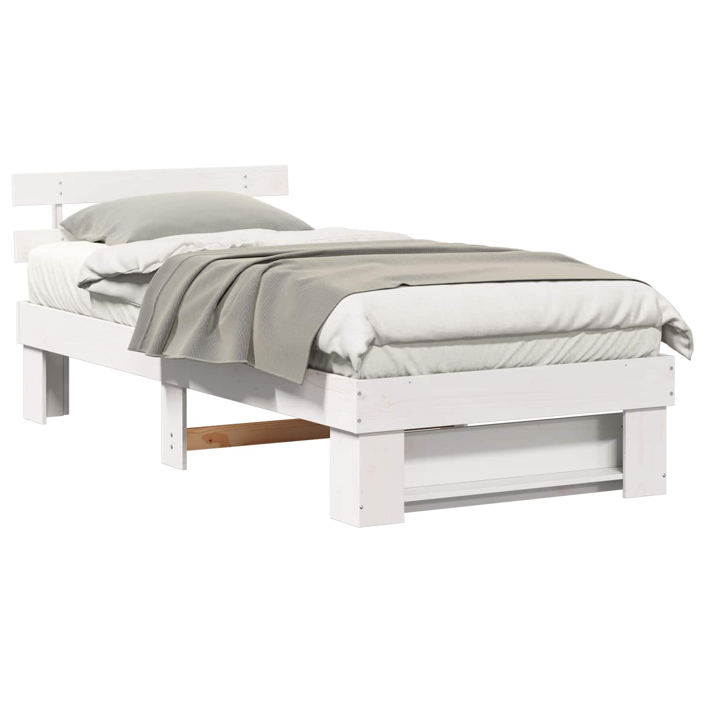Bed Frame with Headboard White 80 x 200 cm Solid Pine Wood