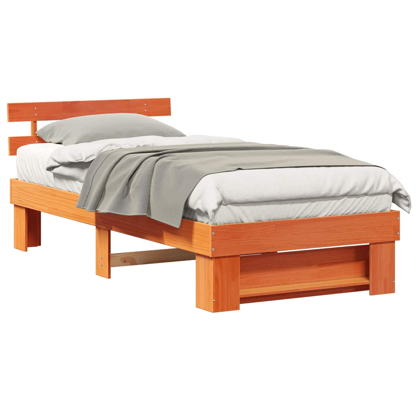 Bed Frame with Headboard Wax Brown 80 x 200 cm Solid Pine Wood