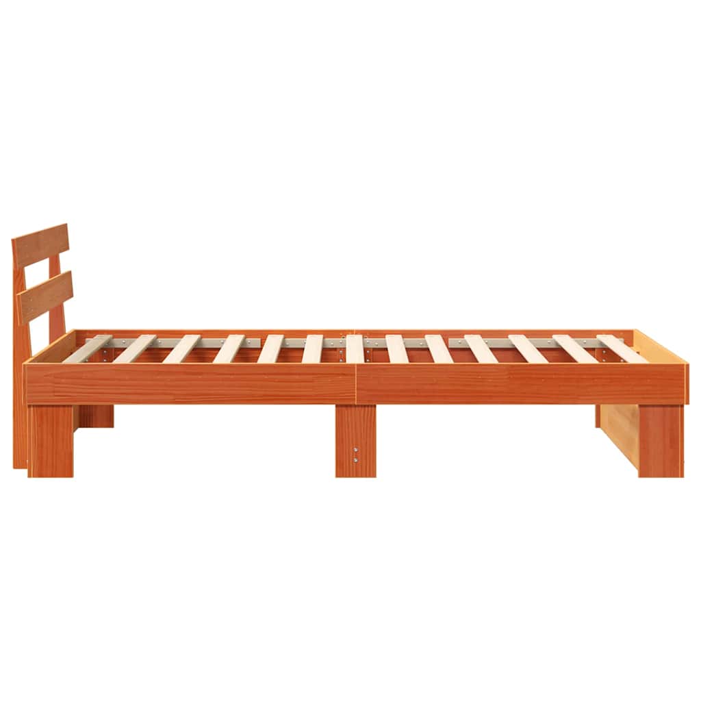 Bed Frame with Headboard Wax Brown 90 x 190 cm Solid Pine Wood