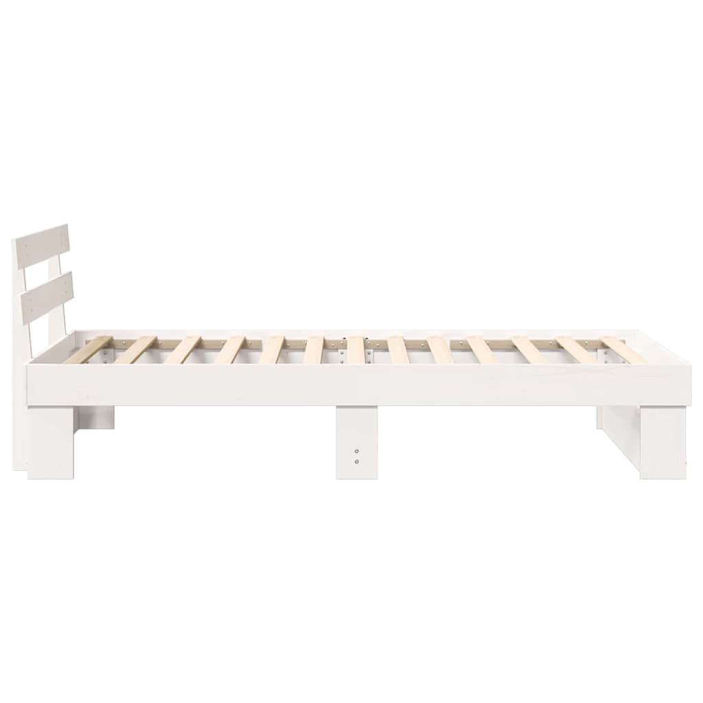 Bed Frame with Headboard White 75 x 190 cm Solid Pine Wood