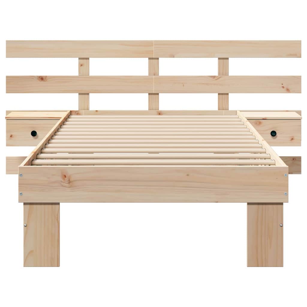 Bed Frame with Headboard Brown 100 x 200 cm Solid Pine Wood