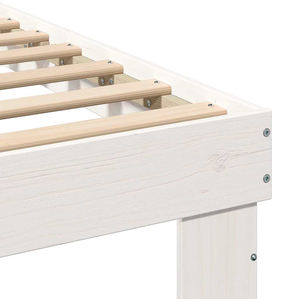 Bed Frame with Headboard White 100 x 200 cm Solid Pine Wood