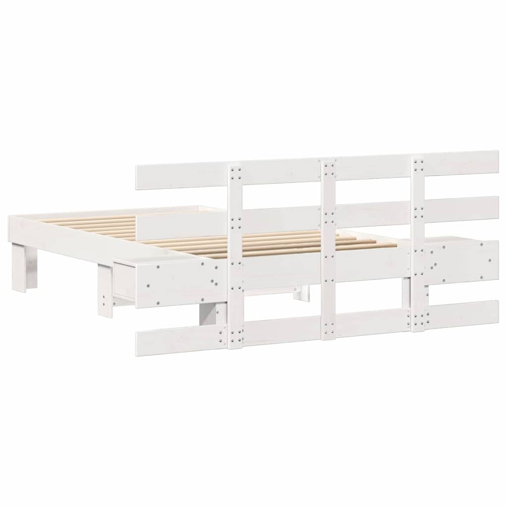 Bed Frame with Headboard White 90 x 200 cm Solid Pine Wood