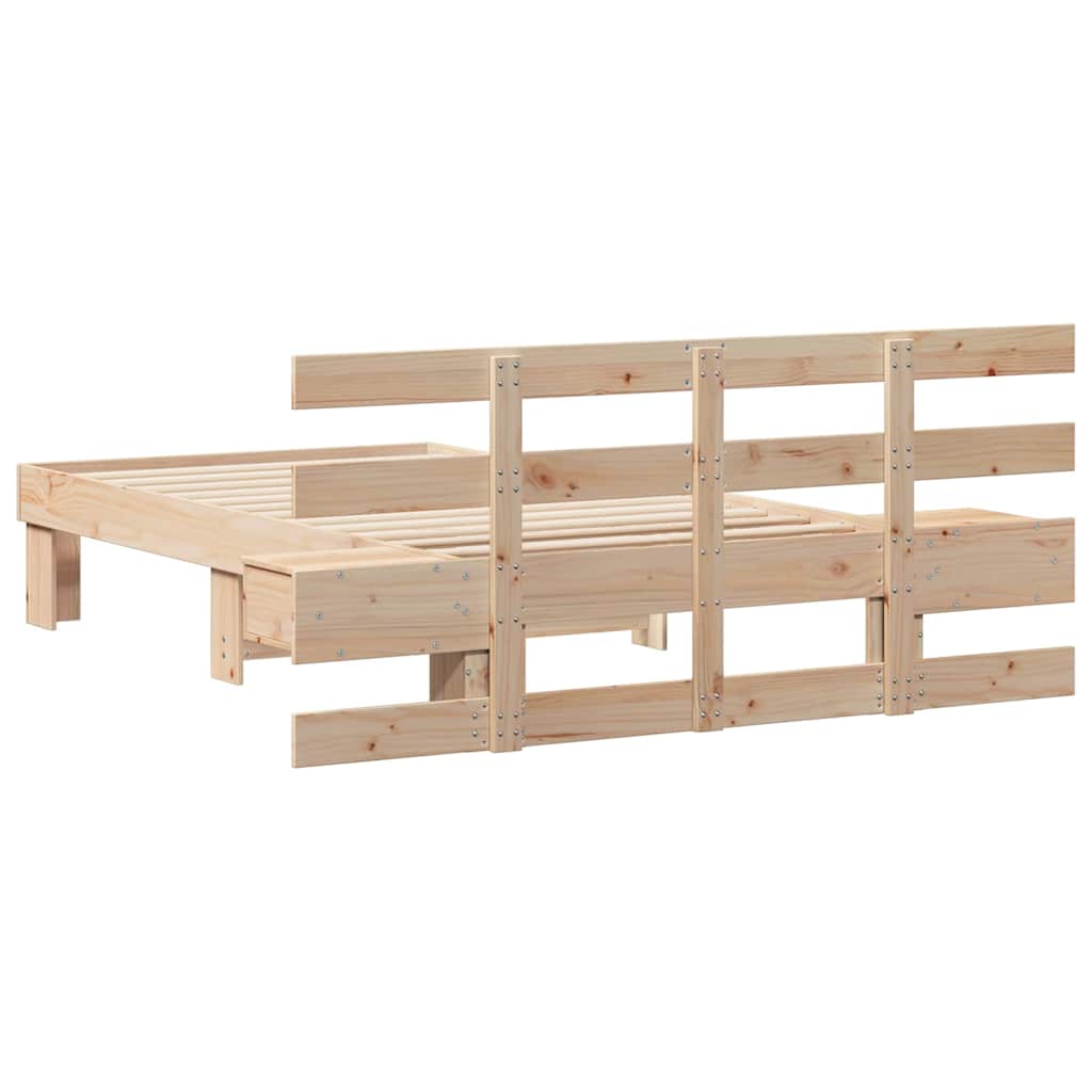 Bed Frame with Headboard Brown 90 x 190 cm Solid Pine Wood