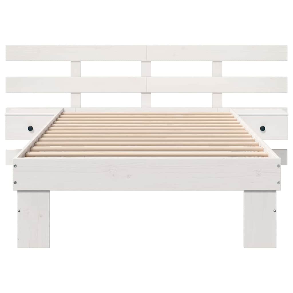 Bed Frame with Headboard White 90 x 190 cm Solid Pine Wood