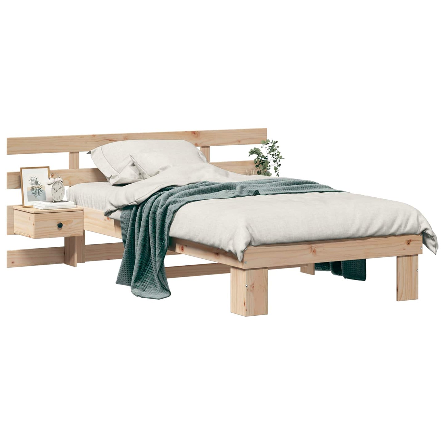 Bed Frame with Headboard Brown 75 x 190 cm Solid Pine Wood