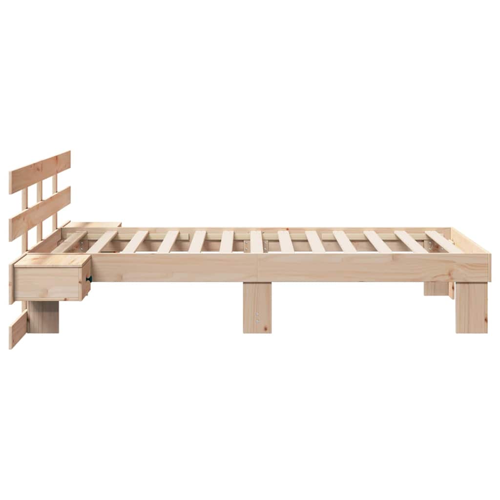 Bed Frame with Headboard Brown 75 x 190 cm Solid Pine Wood