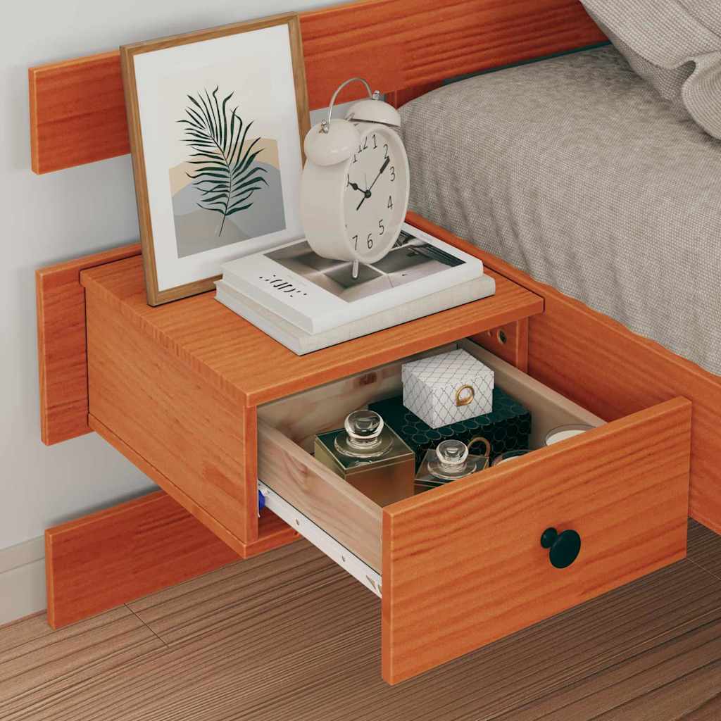 Bed Frame with Headboard Wax Brown 75 x 190 cm Solid Pine Wood