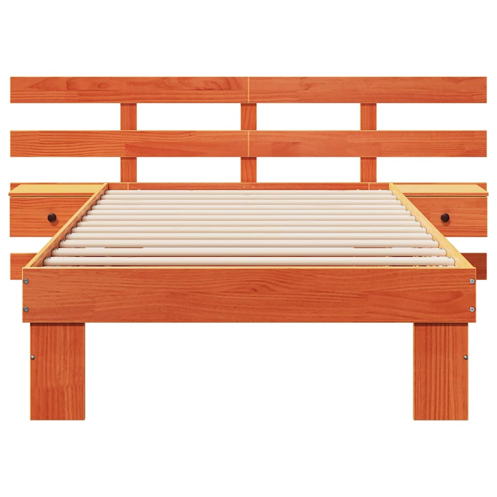 Bed Frame with Headboard Wax Brown 75 x 190 cm Solid Pine Wood