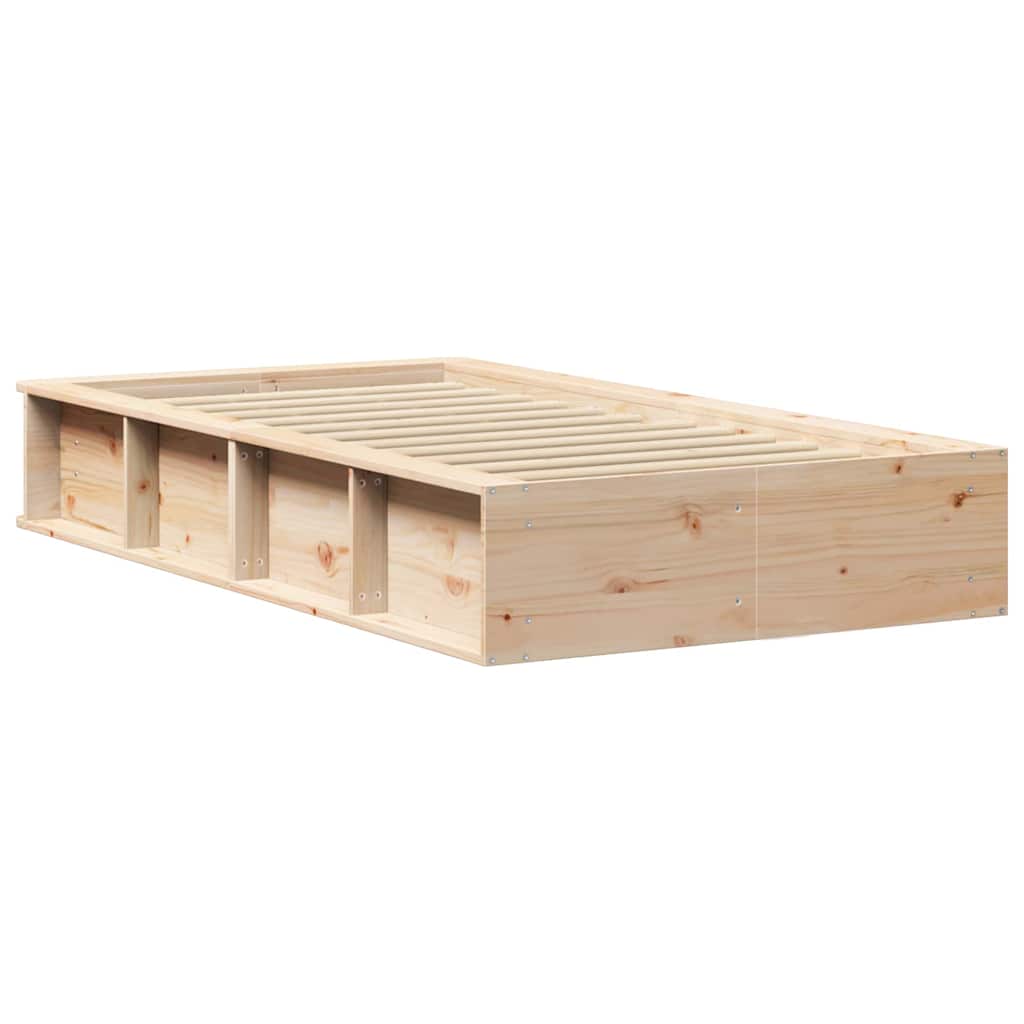 Bed Frame Wax Brown 75 x 190 cm Solid Pine Wood