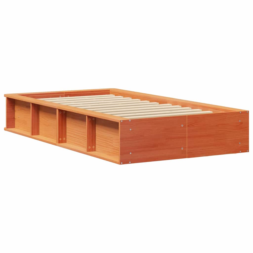 Bed Frame Wax Brown 75 x 190 cm Solid Pine Wood