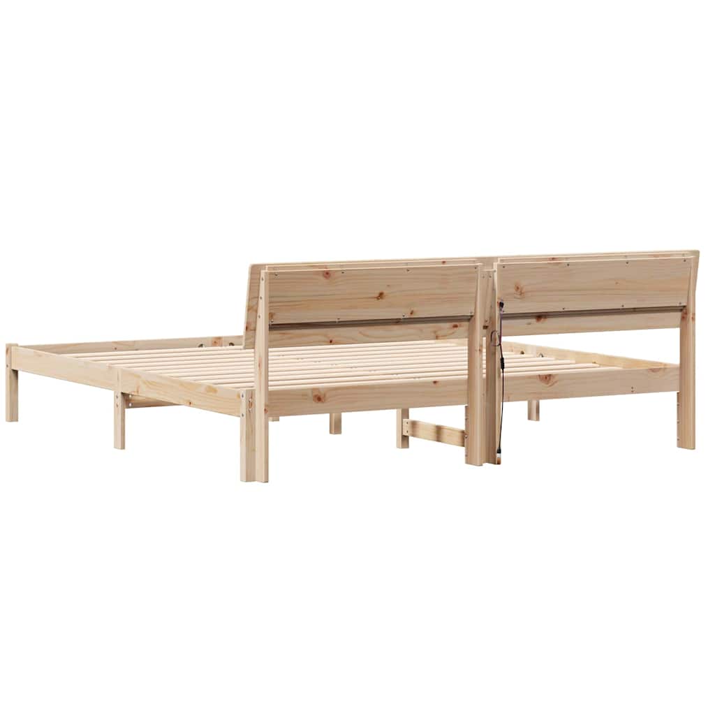 Bed Frame with Headboard Brown 180 x 200 cm Solid Pine Wood