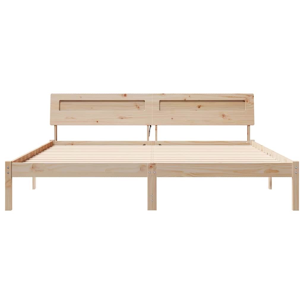 Bed Frame with Headboard Brown 180 x 200 cm Solid Pine Wood