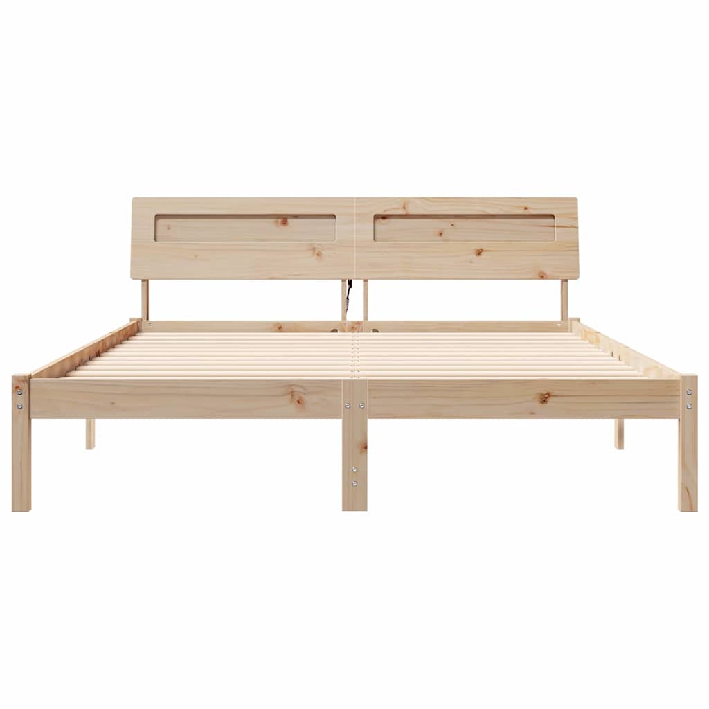 Bed Frame with Headboard Brown 160 x 200 cm Solid Pine Wood