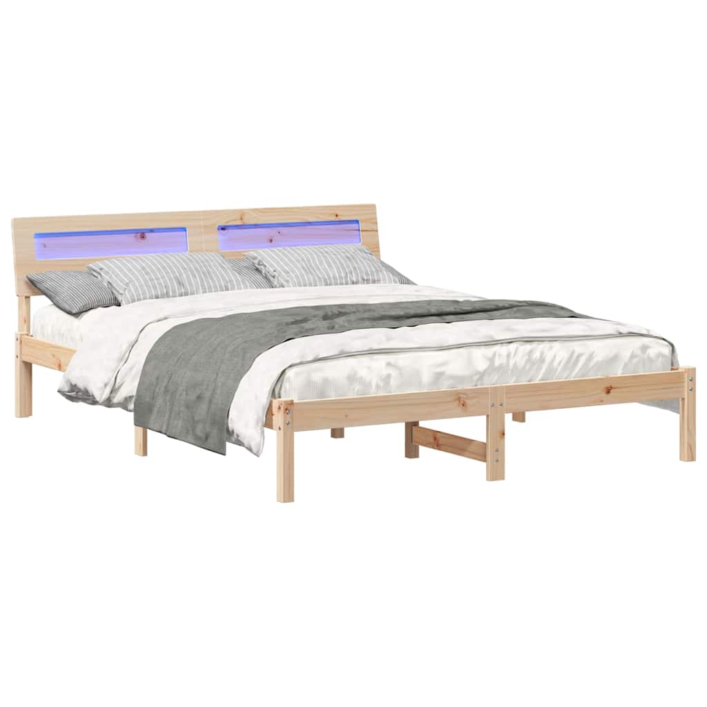 Bed Frame with Headboard Brown 160 x 200 cm Solid Pine Wood