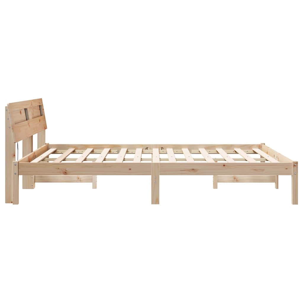 Bed Frame with Headboard Brown 160 x 200 cm Solid Pine Wood
