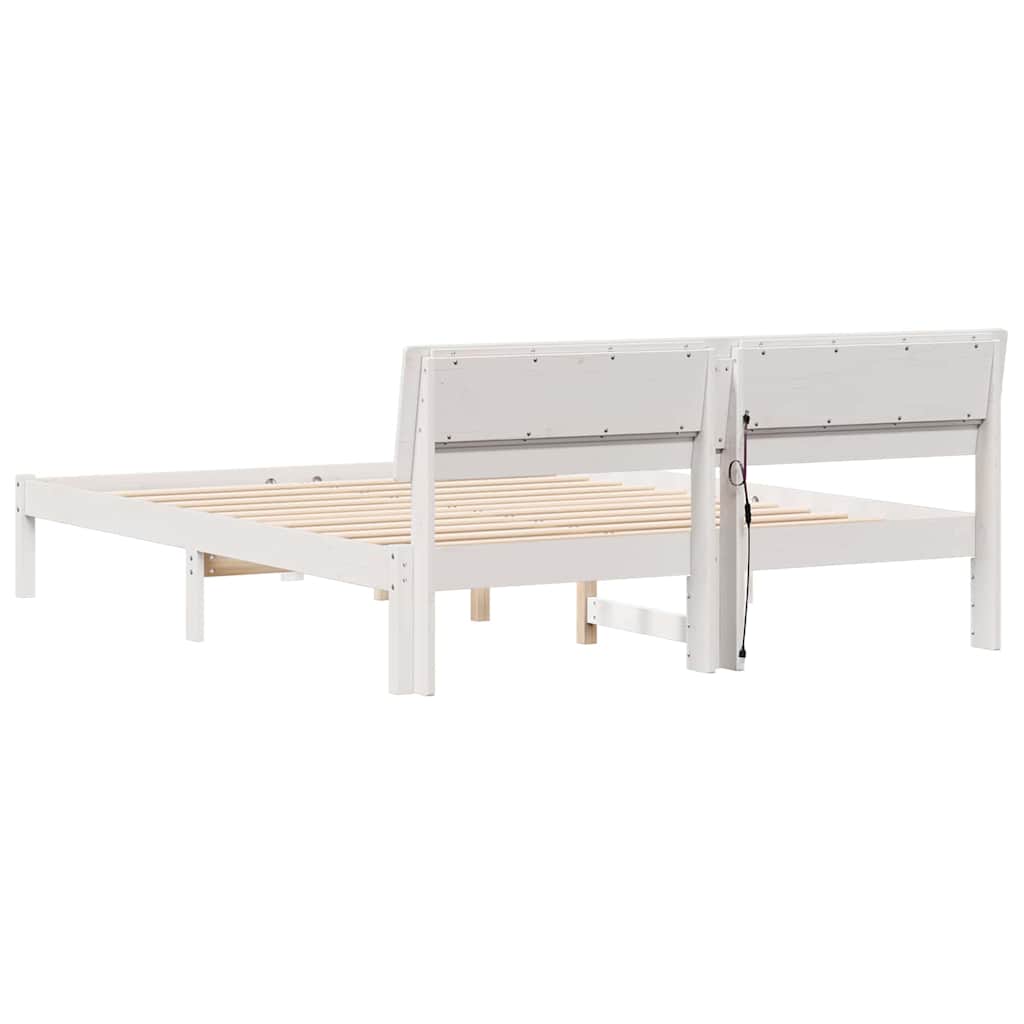 Bed Frame with Headboard White 140 x 200 cm Solid Pine Wood