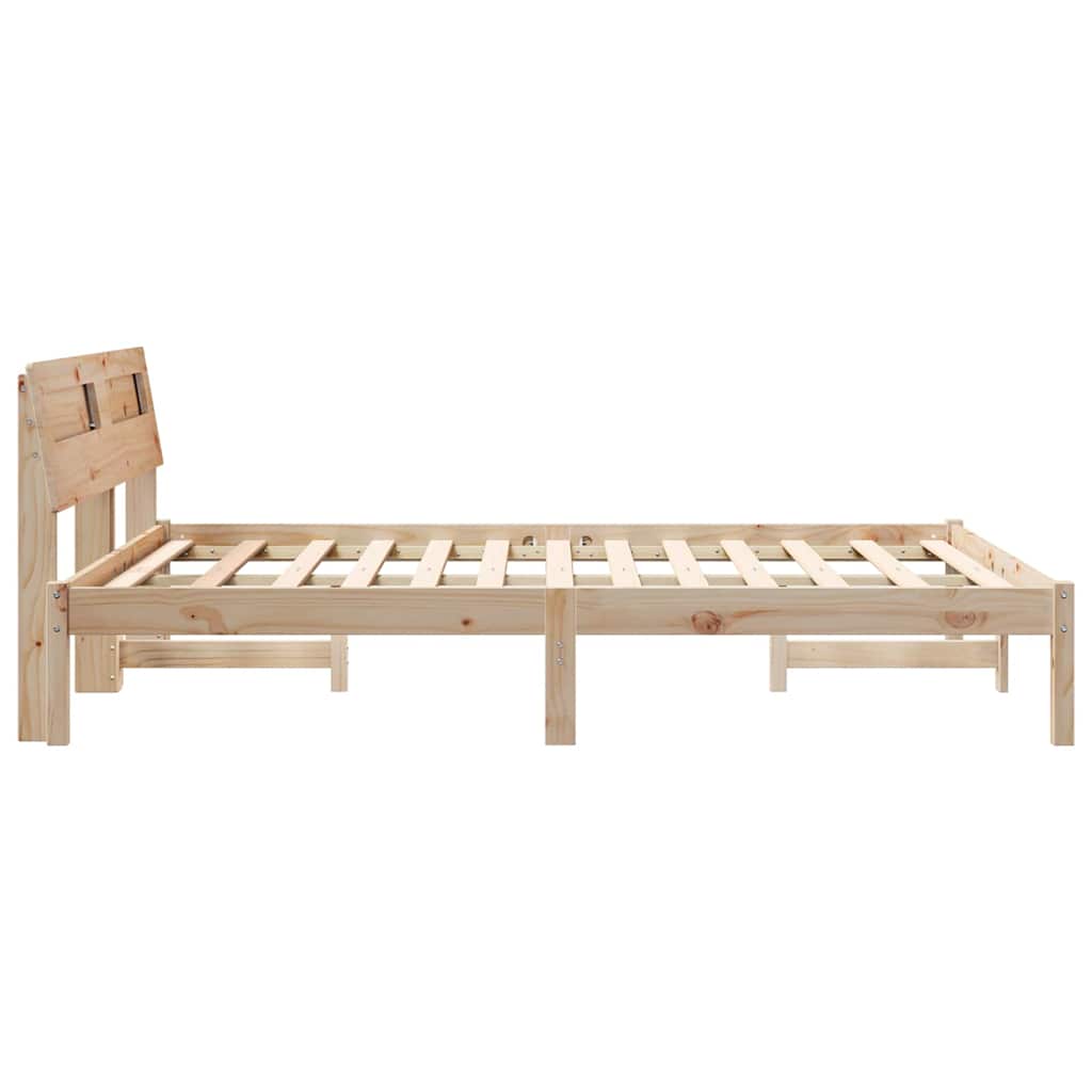 Bed Frame with Headboard Brown 140 x 190 cm Solid Pine Wood