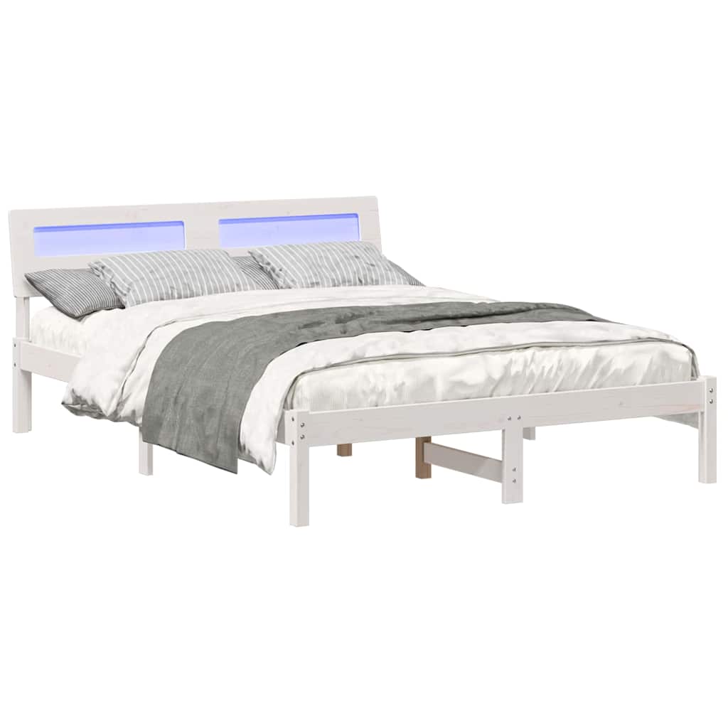 Bed Frame with Headboard White 120 x 190 cm Solid Pine Wood